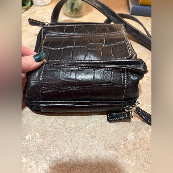Vintage Fossil Embossed Crocodile Leather Crossbody Bag! - Picture 9 of 13